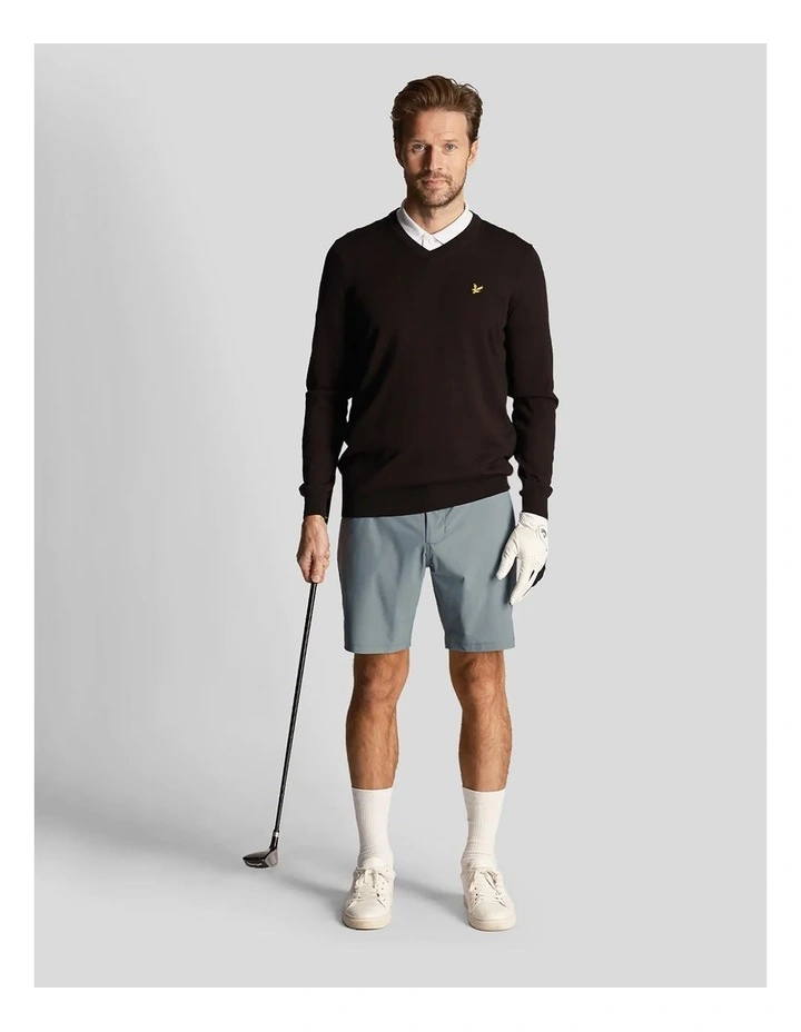 Golf Merino Blend V Neck Pullover in True Black image 4