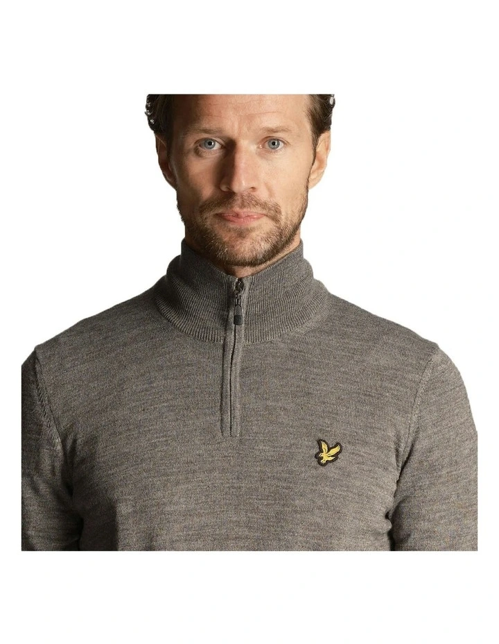 Core 1/4 Zip Merino Mix in Mid Grey Marl image 3