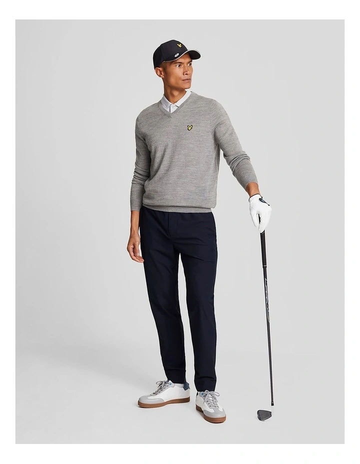 Merino Blend V-Neck Knit in Mid Grey Marl image 4