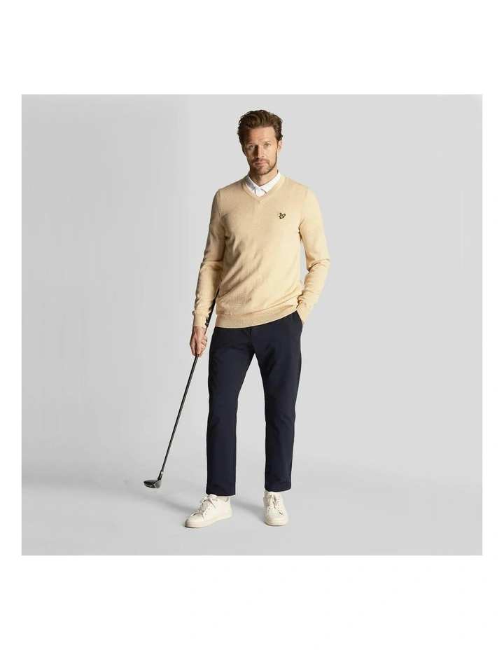Golf Merino Blend V Neck Pullover Sweater in Sand Dune image 4