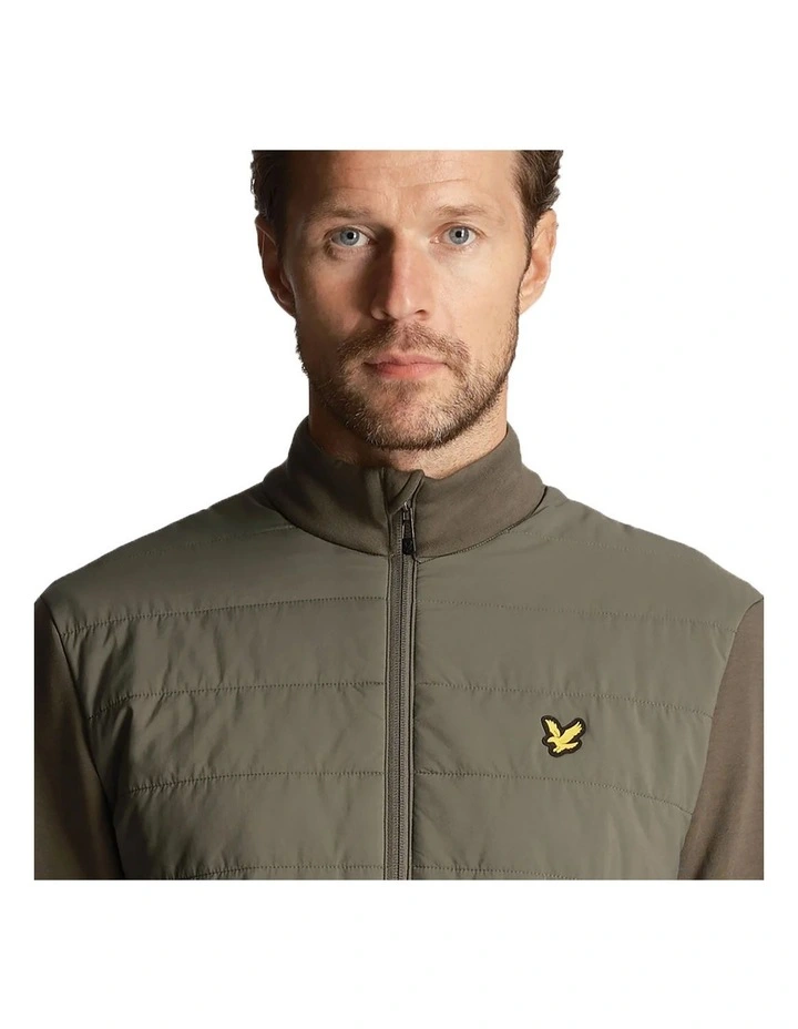 Baffle Quilted Quarter Zip Golf Midlayer Jacket in Cactus Green image 3
