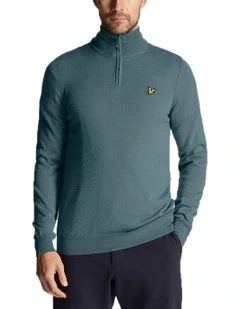 Golf Core 1/4 Zip Merino Mix Knit in Iron Blue