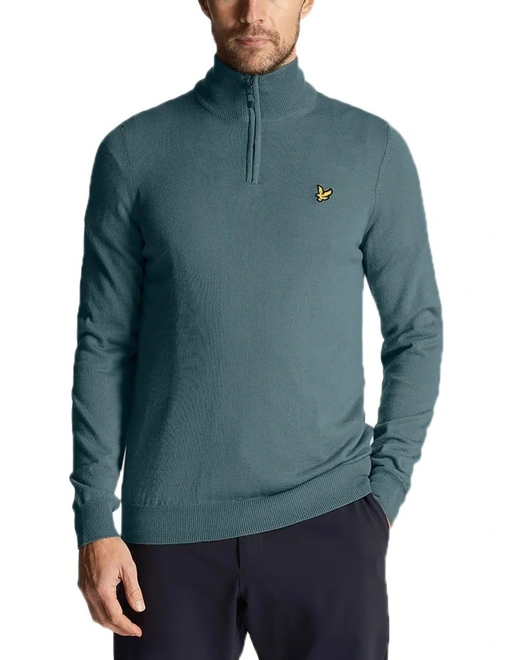 Golf Core 1/4 Zip Merino Mix Knit in Iron Blue image 1