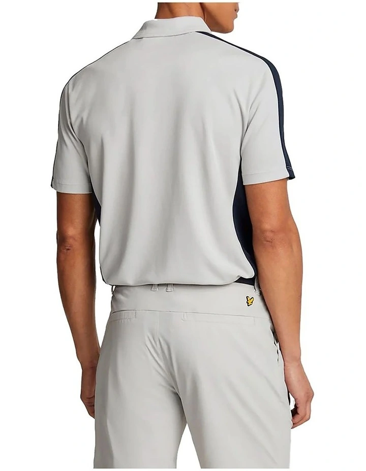 Golf Striped Polo Shirt in Pebble/Dark Navy image 2