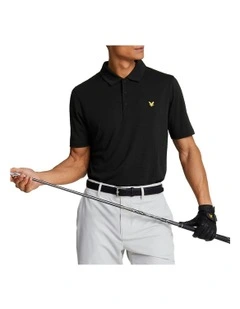 Golf Grid Polo Shirt in Jet Black