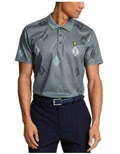 Polka Diamond Polo Golf Shirt in Cactus Green