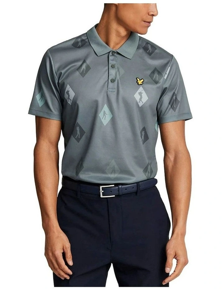 Polka Diamond Polo Golf Shirt in Cactus Green image 1
