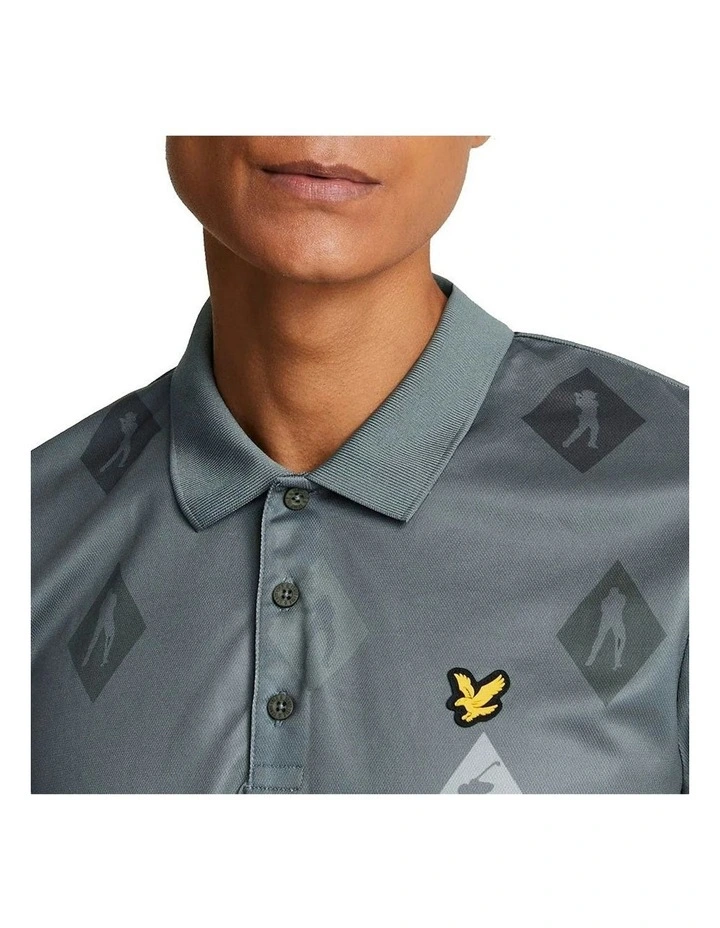 Polka Diamond Polo Golf Shirt in Cactus Green image 3