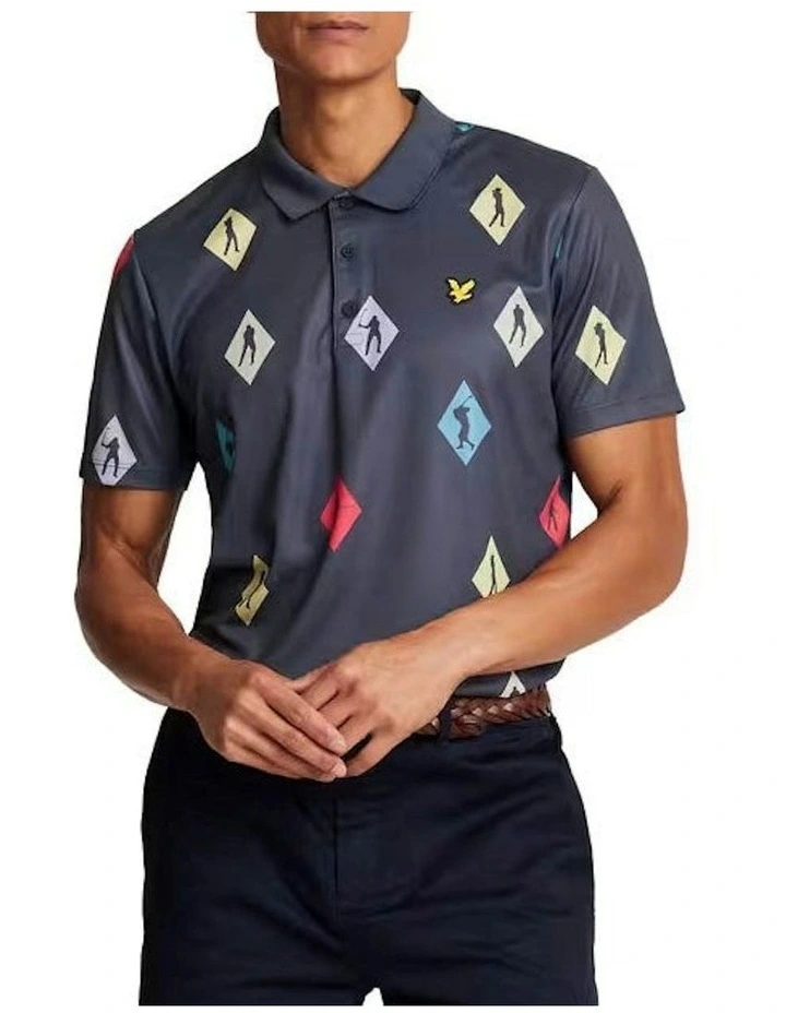 Polka Diamond Polo Golf Shirt in Navy image 1