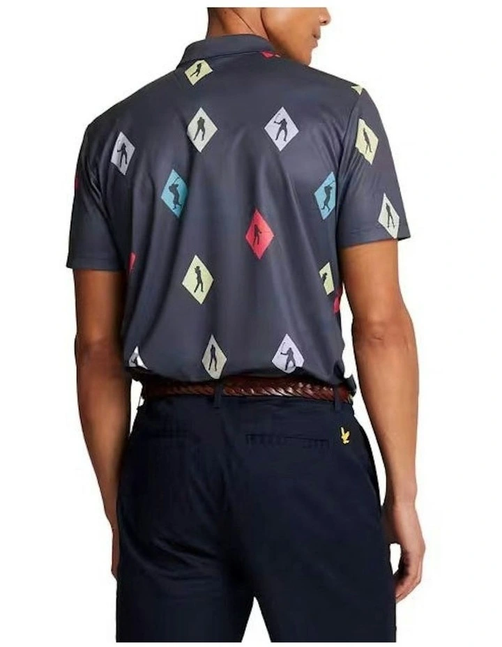 Polka Diamond Polo Golf Shirt in Navy image 2