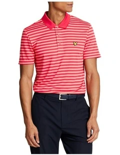 Golf Broad Stripe Polo Golf Shirt in Birdie Red