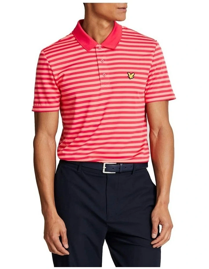 Golf Broad Stripe Polo Golf Shirt in Birdie Red image 1