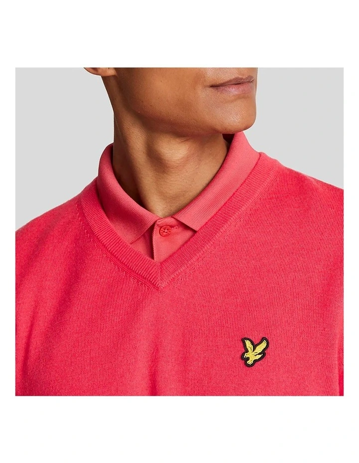 Merino Blend V-Neck Knit in Birdie Red image 3