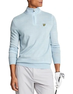Merino Blend 1/4 Zip Knit in Club Blue