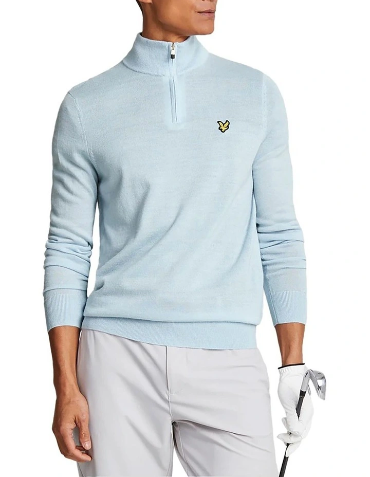 Merino Blend 1/4 Zip Knit in Club Blue image 1