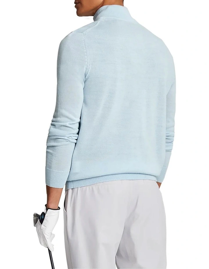 Merino Blend 1/4 Zip Knit in Club Blue image 2