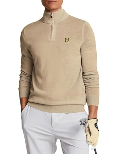 Merino Blend 1/4 Zip Knit in Sand