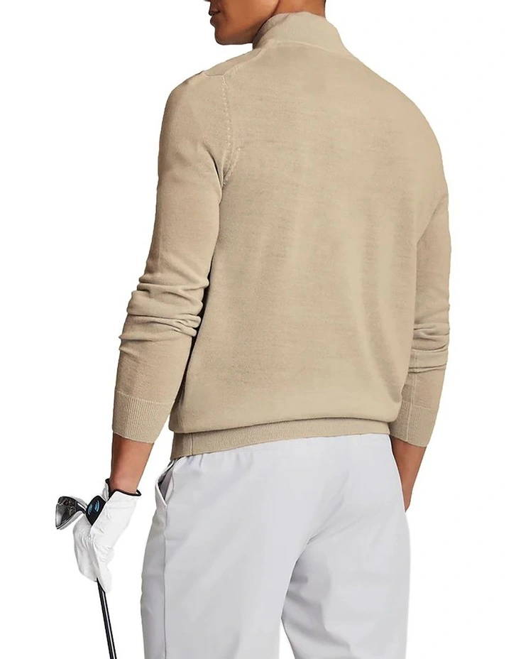Merino Blend 1/4 Zip Knit in Sand image 2