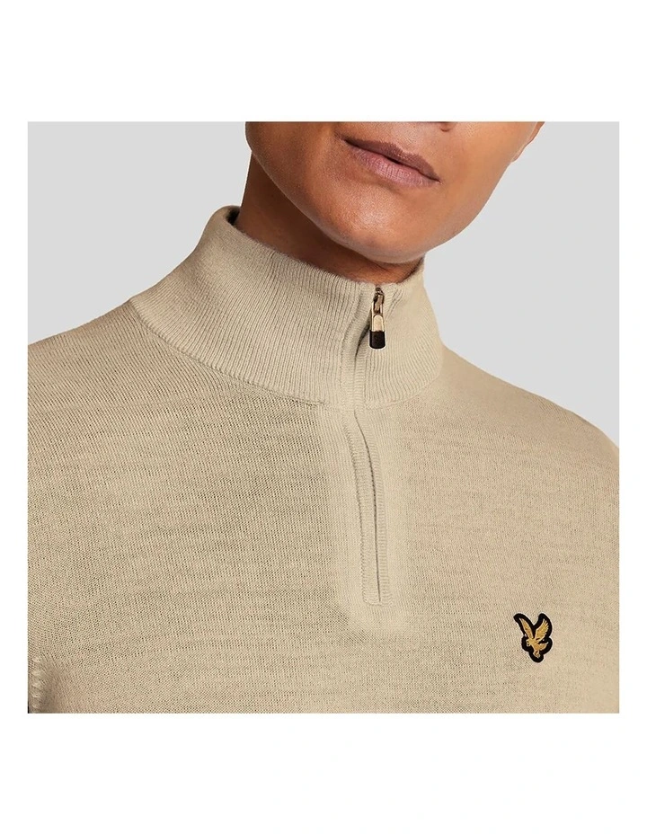 Merino Blend 1/4 Zip Knit in Sand image 3