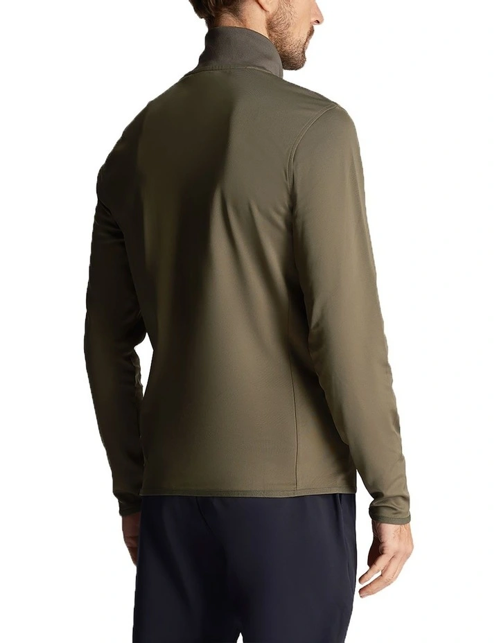 Lyle & Scott Tech 1/4 Zip Midlayer Knit in Cactus Green image 2