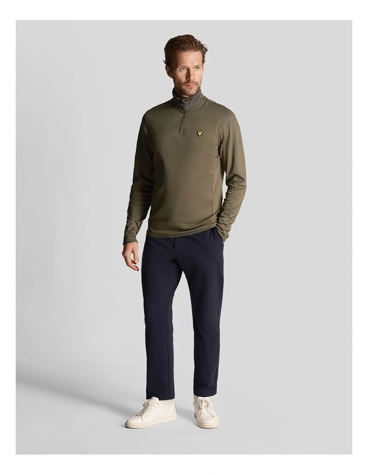 Lyle & Scott Tech 1/4 Zip Midlayer Knit in Cactus Green image 4