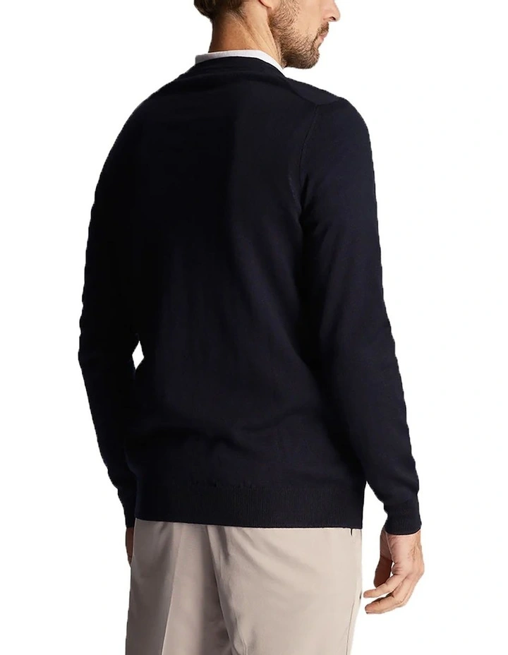 Golf Merino Blend V Neck Pullover in Dark Navy image 2