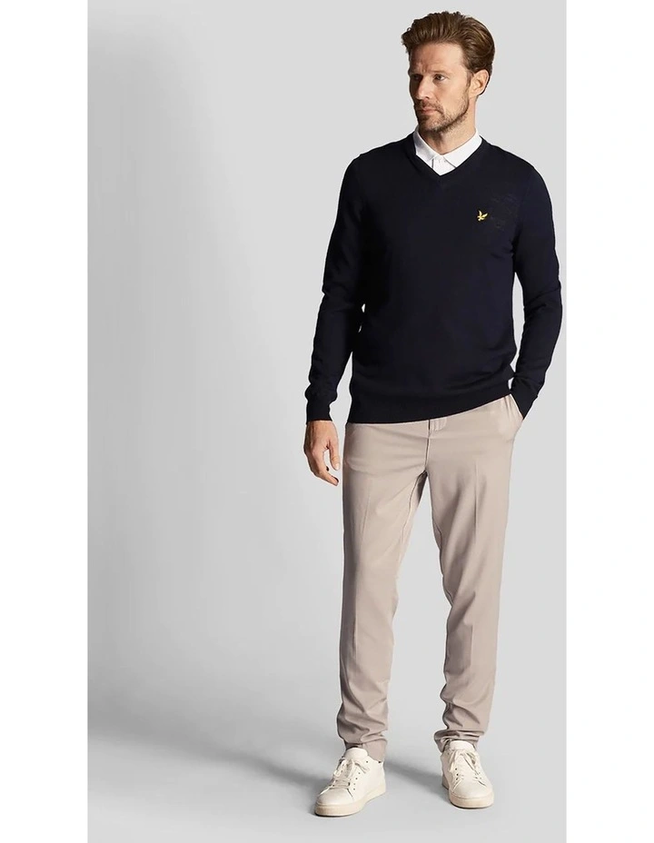 Golf Merino Blend V Neck Pullover in Dark Navy image 4