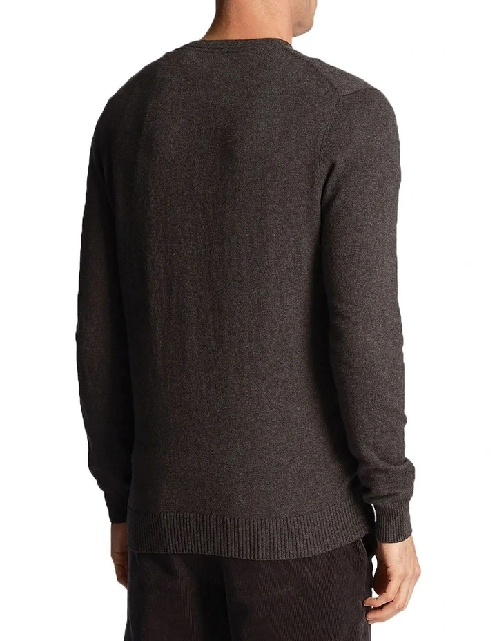 Cotton Merino Crew Neck Pullover in Charcoal Marl image 2
