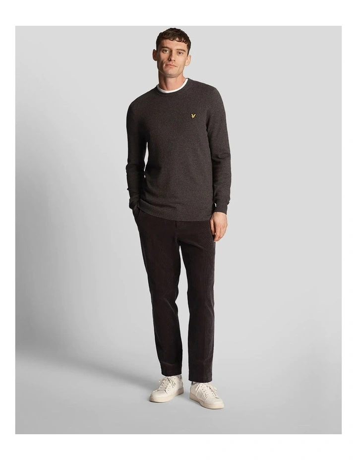 Cotton Merino Crew Neck Pullover in Charcoal Marl image 4