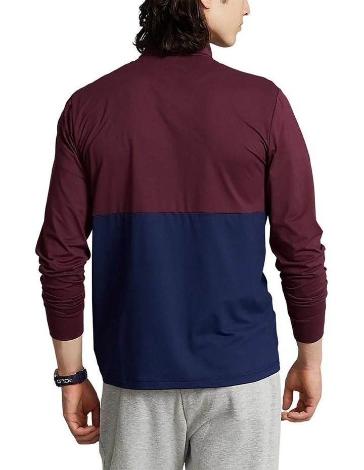 1/4 Zip Peached Jersey in Harvard Wine/French Navy image 2