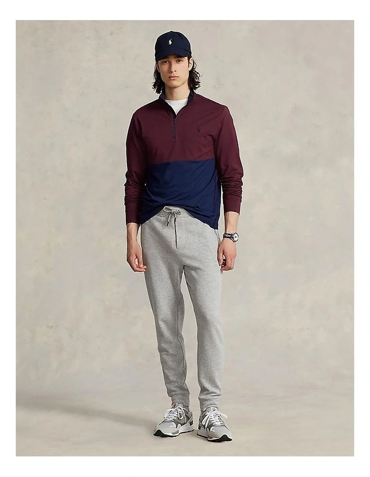 1/4 Zip Peached Jersey in Harvard Wine/French Navy image 4