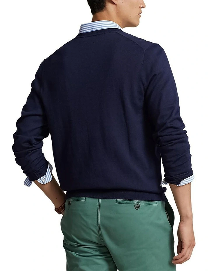 V Neck Knit in French Navy image 2