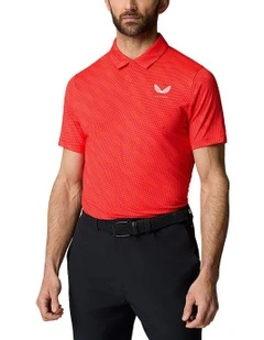 Golf Ball Printed Polo Shirt in Red