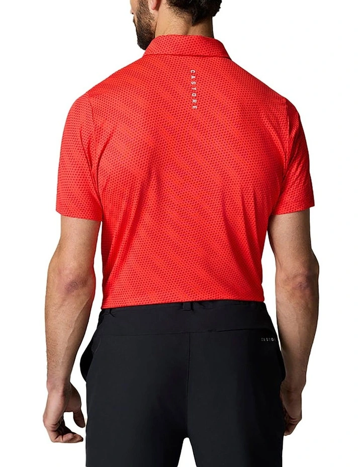 Golf Ball Printed Polo Shirt in Red image 2