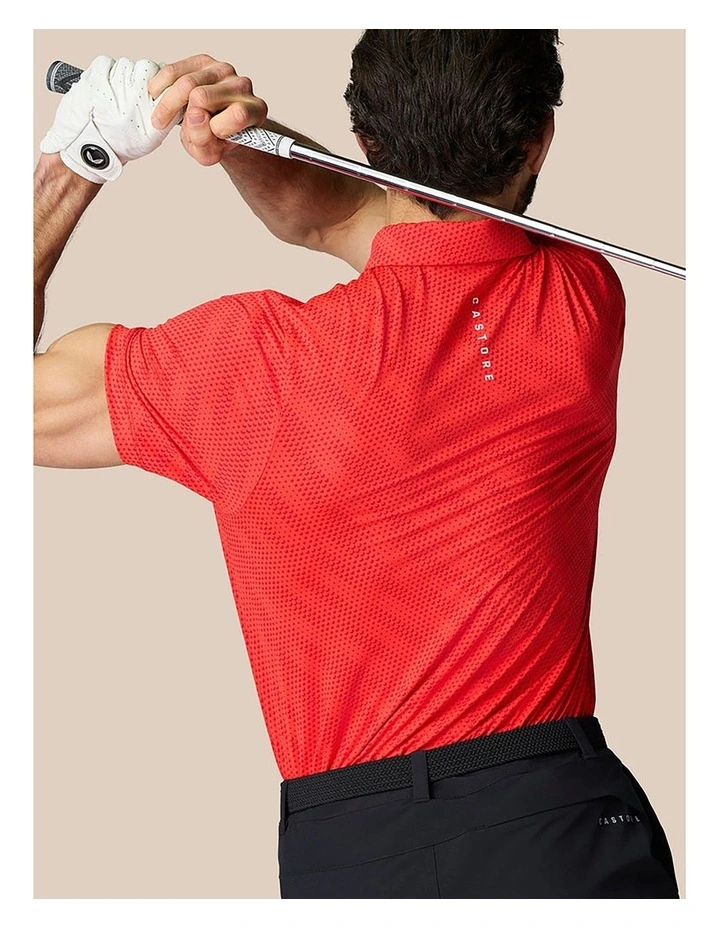 Golf Ball Printed Polo Shirt in Red image 3