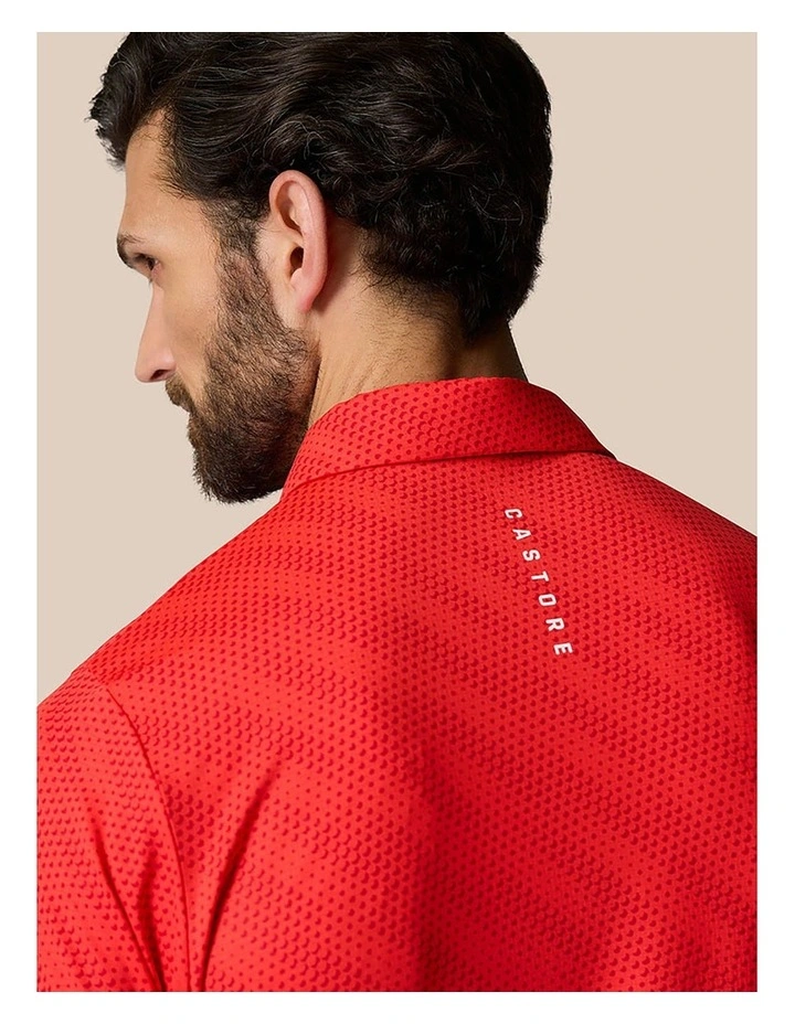 Golf Ball Printed Polo Shirt in Red image 4