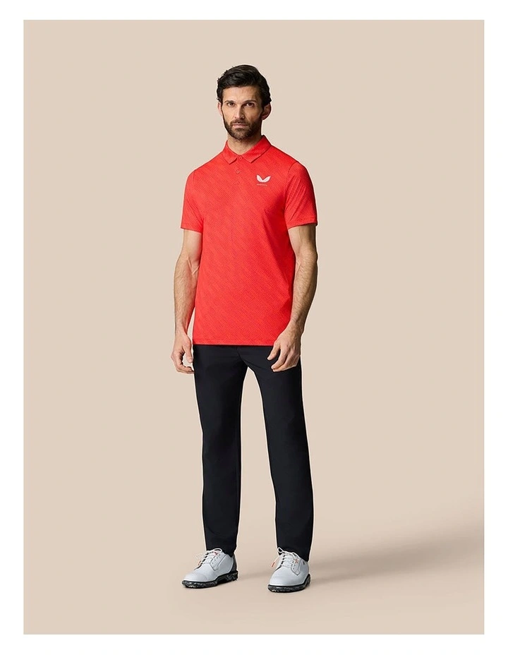 Golf Ball Printed Polo Shirt in Red image 6