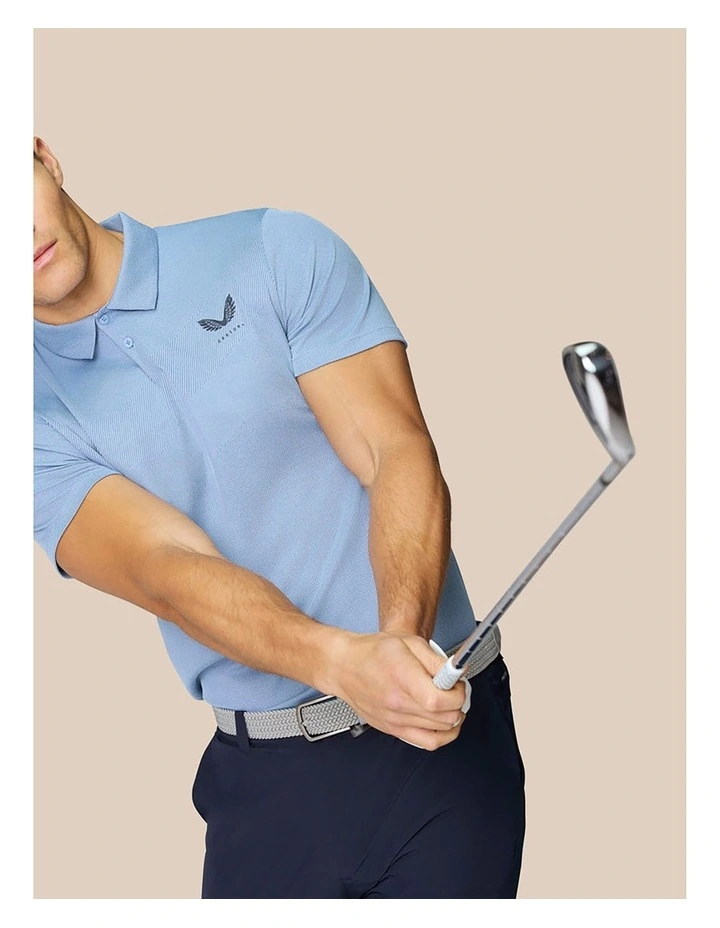Pinnacle Engineered Knit Polo Golf Shirt in Blue image 3