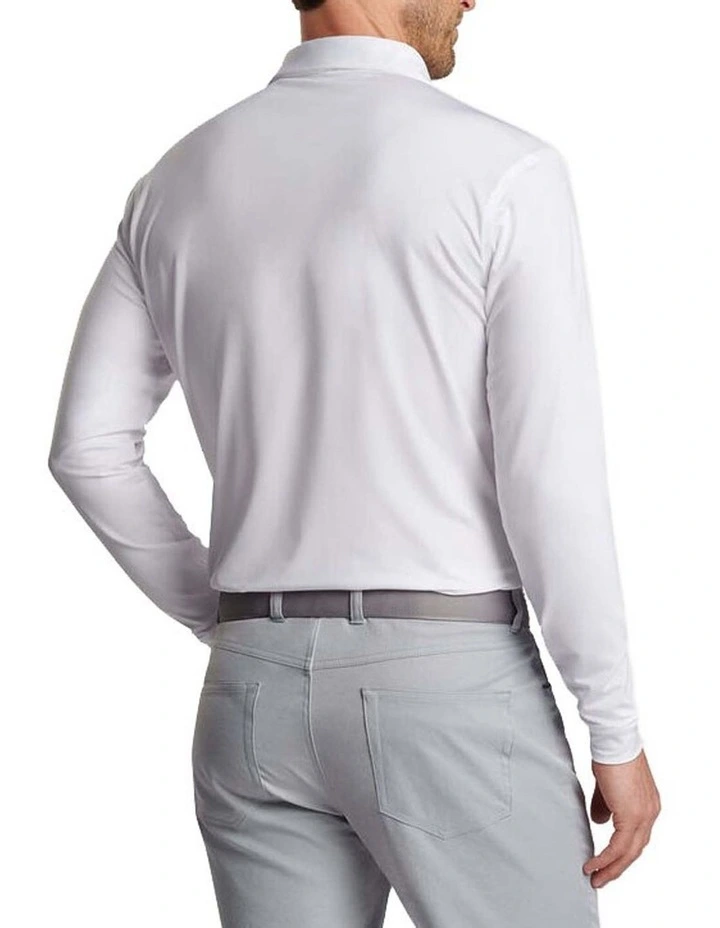 Peter Millar Performance Stretch Jersey Long Sleeve Golf Shirt in White image 2