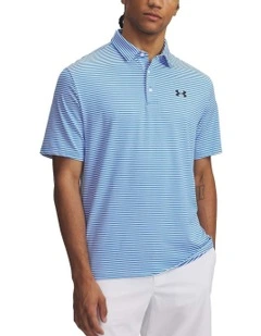 Under Armour Playoff Stripe Polo Shirt in Blue
