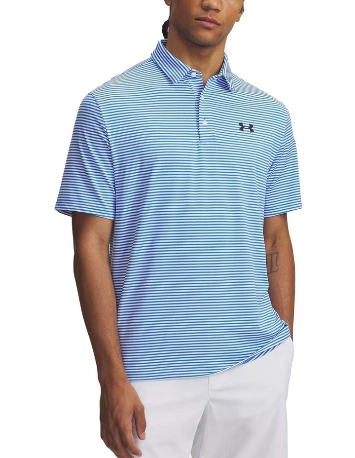 Under Armour Playoff Stripe Polo Shirt in Blue image 1
