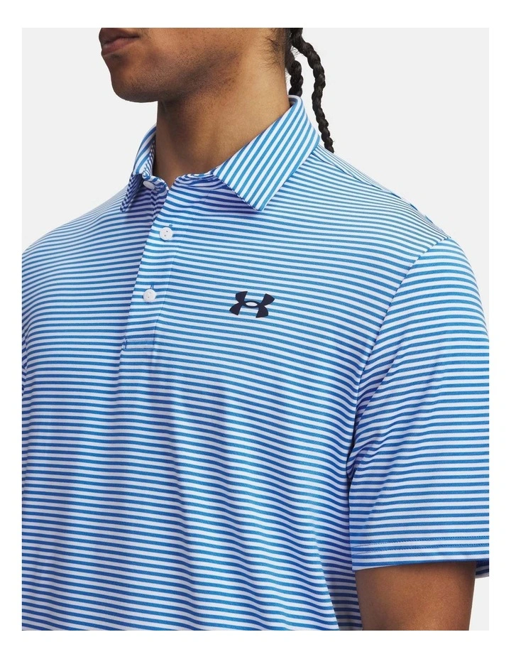 Under Armour Playoff Stripe Polo Shirt in Blue image 3