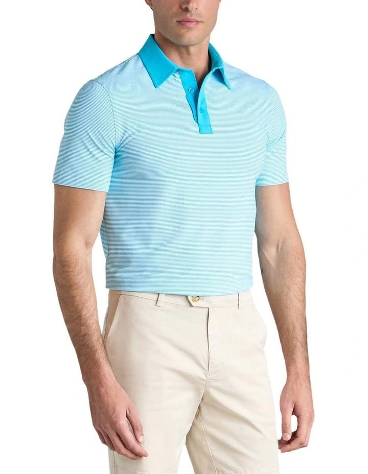 G/Fore Feeder Stripe Fine Tech Jersey Polo Shirt in Blue image 1