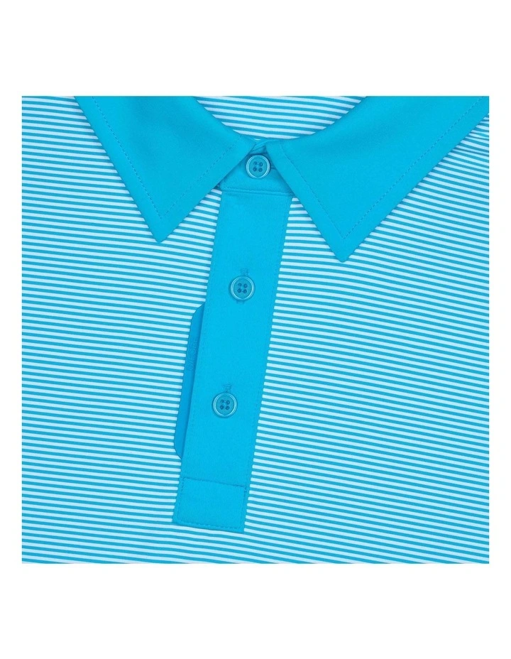 G/Fore Feeder Stripe Fine Tech Jersey Polo Shirt in Blue image 3