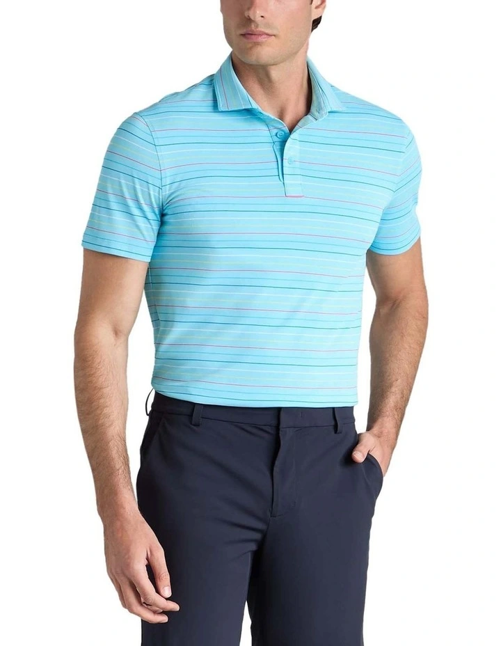 G/Fore Multi Stripe Tech Pique Performance Polo Shirt in Breeze image 1
