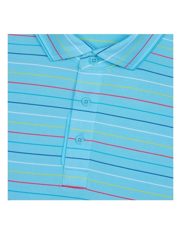 G/Fore Multi Stripe Tech Pique Performance Polo Shirt in Breeze image 3