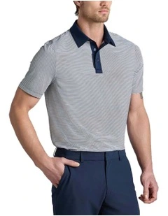 G/Fore Feeder Stripe Fine Tech Jersey Polo Shirt in Twilight