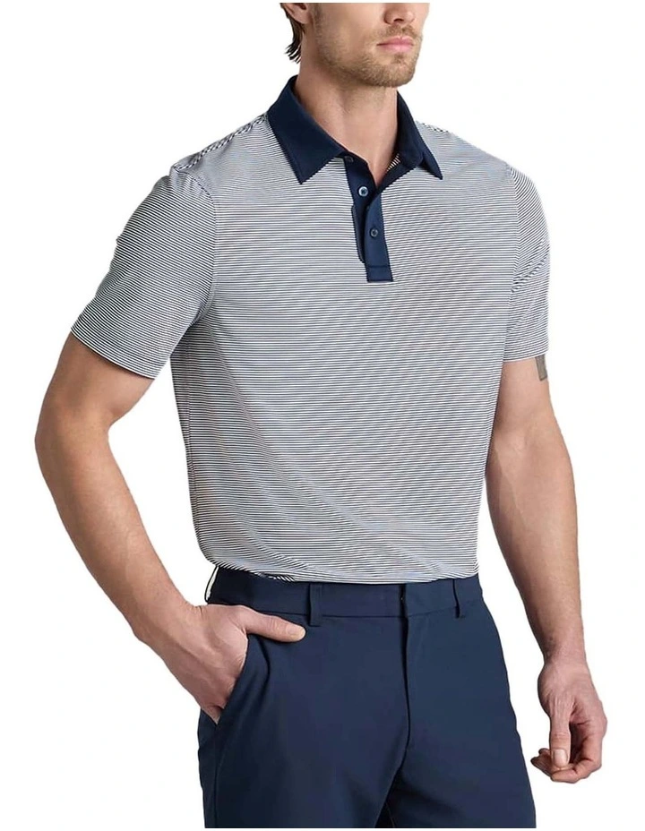 G/Fore Feeder Stripe Fine Tech Jersey Polo Shirt in Twilight image 1