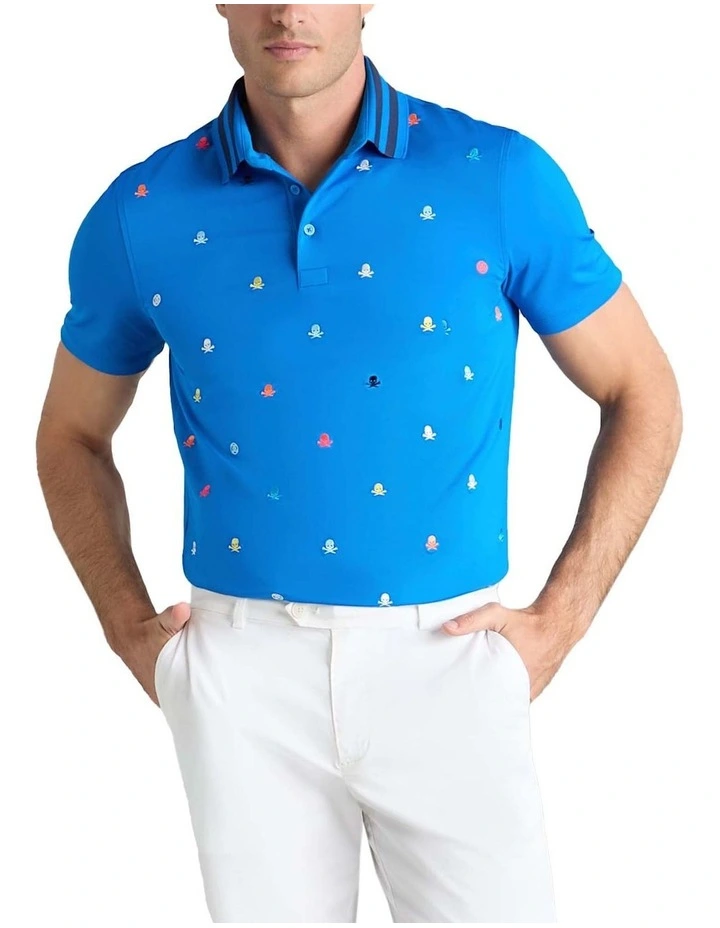 G/Fore Embroidered Tech Jersey Polo Shirt in Lisbon image 1