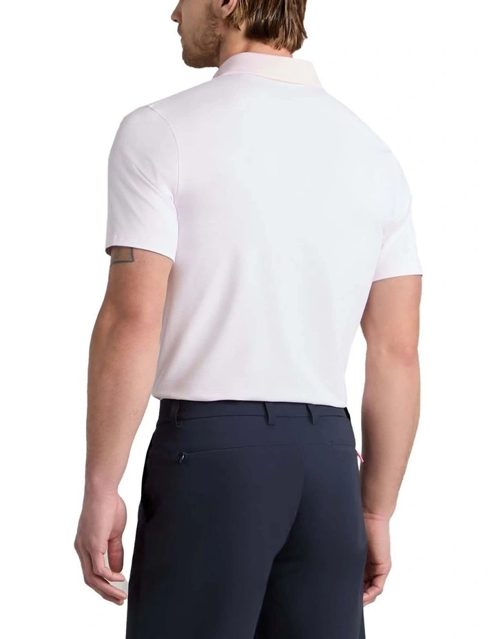 G/Fore Feeder Stripe Fine Tech Jersey Polo Shirt in Blush image 2